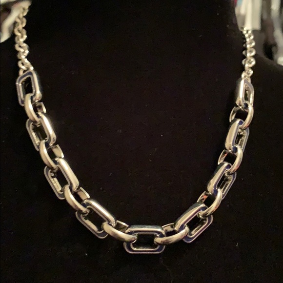 Dual sided (white & Navy) box link chain necklace - Picture 3 of 7